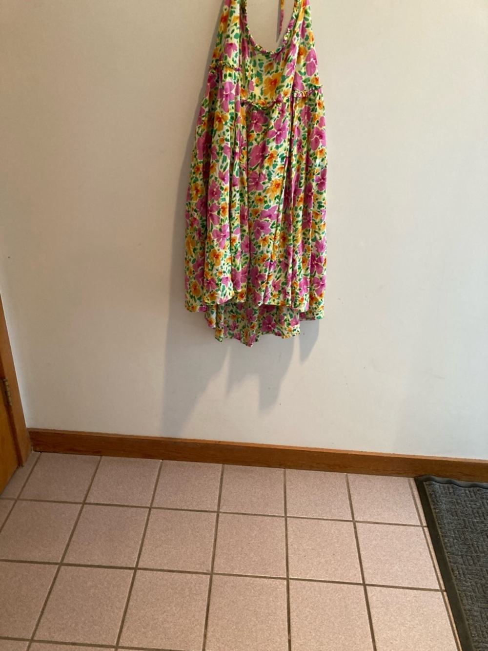 Women’s patrons of peace Floral High-Low dress Pink & Yellow XL 100% rayon